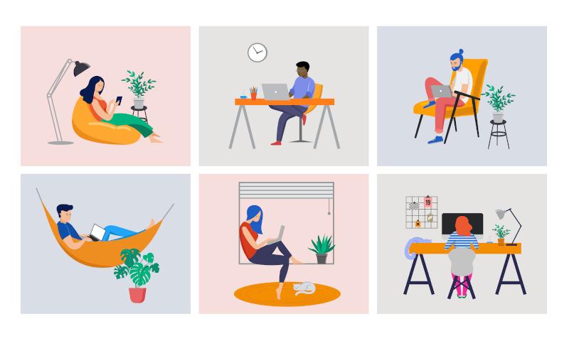 Working from home illustrations
