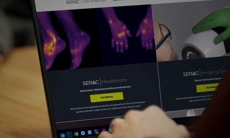 Laptop showing Serac's Website